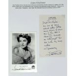 JOAN FONTAINE (1917-2013) - autographed postcard and manuscript note [...]