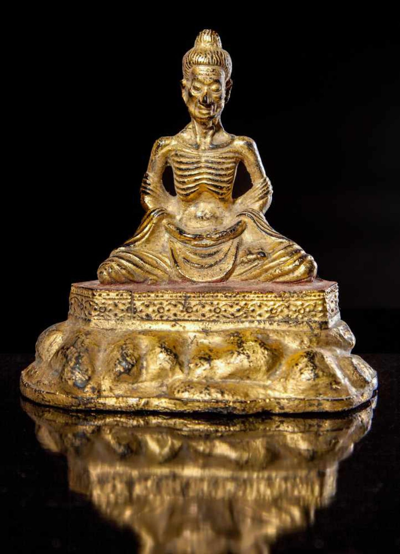 A Rare Bronze Figure of the Emaciated Buddha