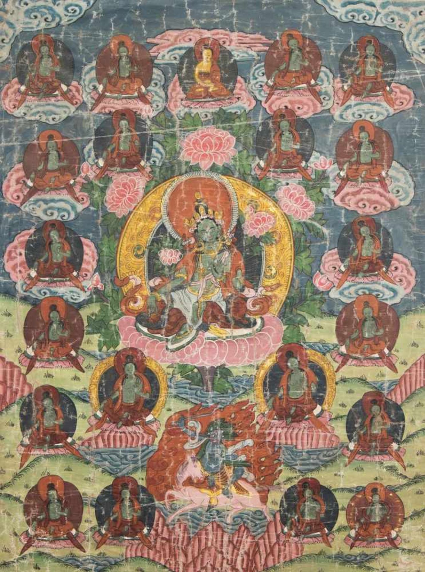 A Tibetan thangka of a Green Tara