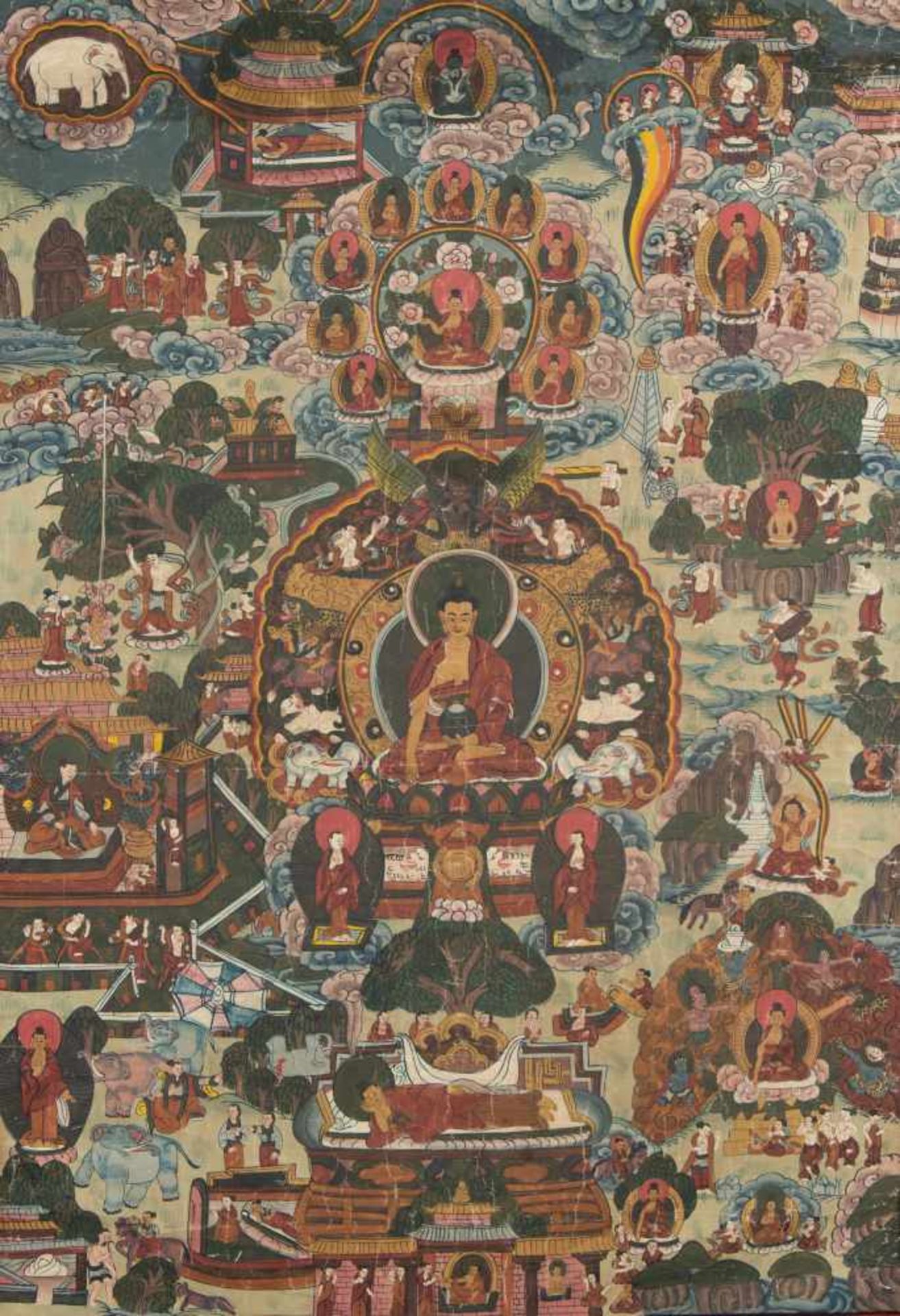 A Tibetan avadana thangka of Buddha Shakyamuni