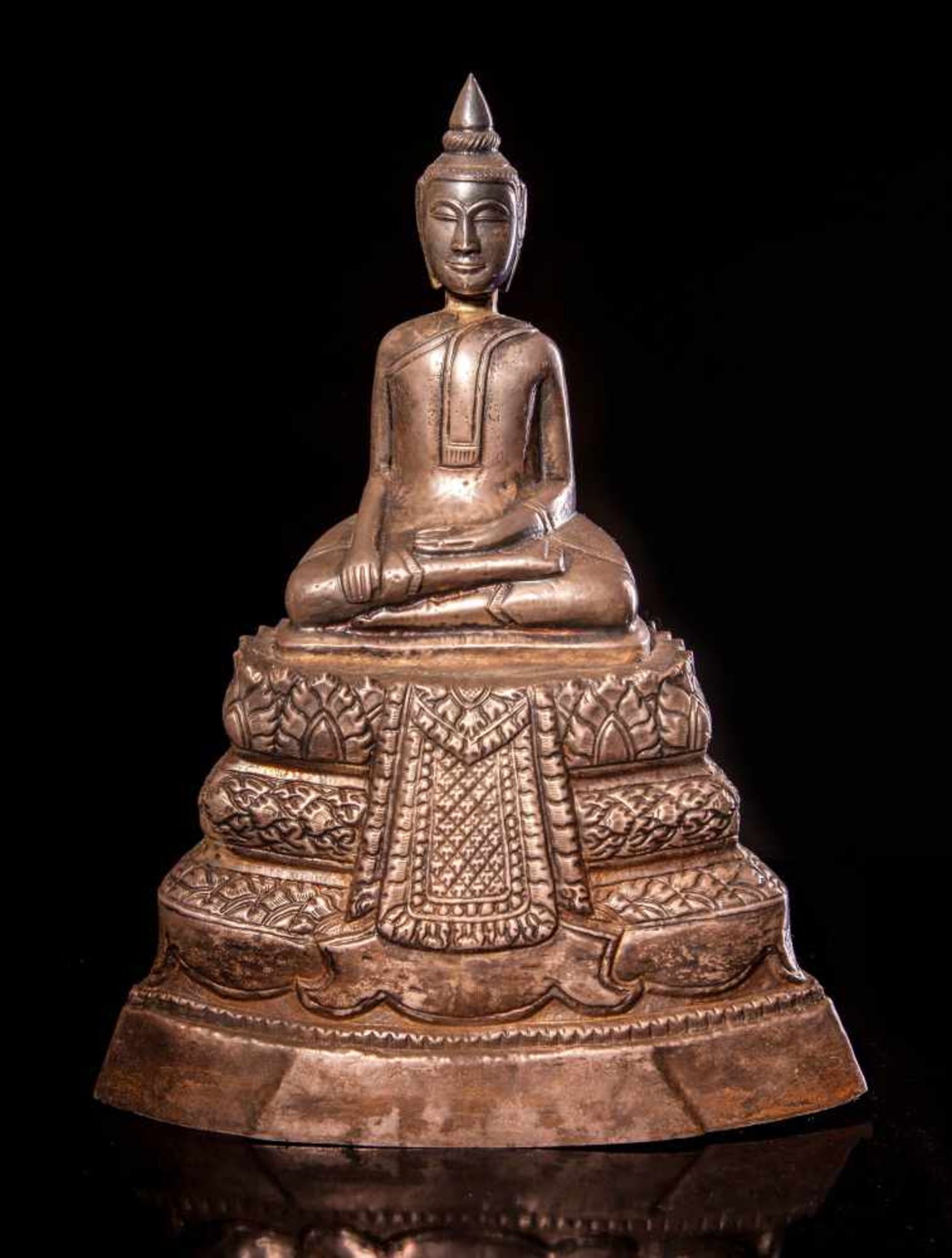 A Silver Seated Buddha, 19th century