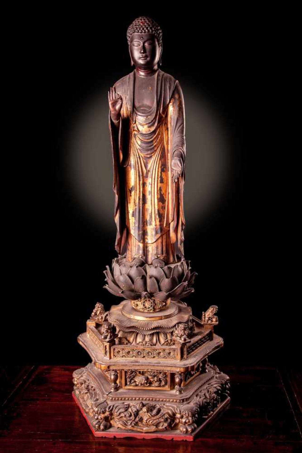 A Large Giltwood Lacquered Figure of Amida Nyorai