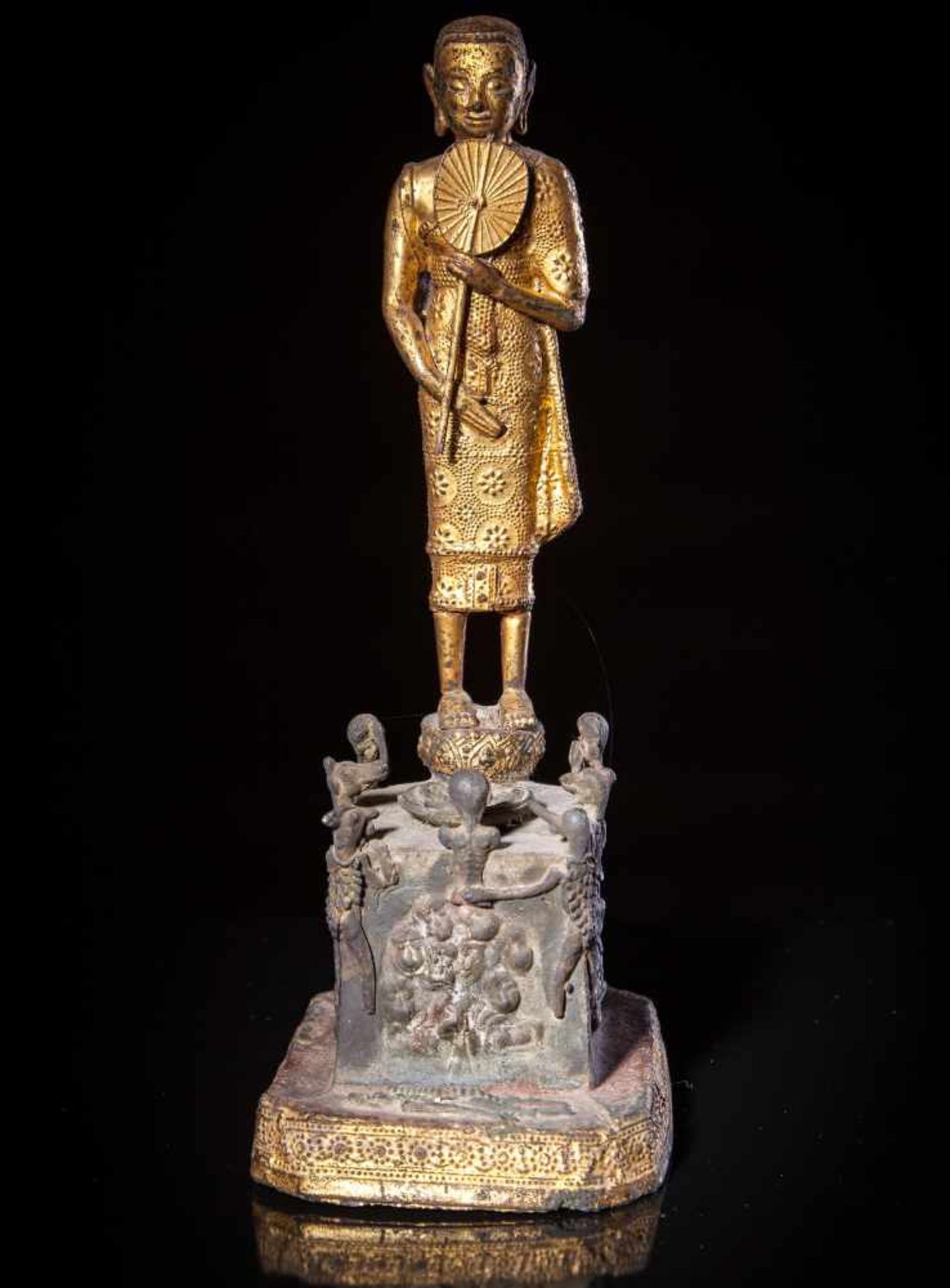 A Parcel Gilt-Lacquered Bronze Figure of Phra Malai