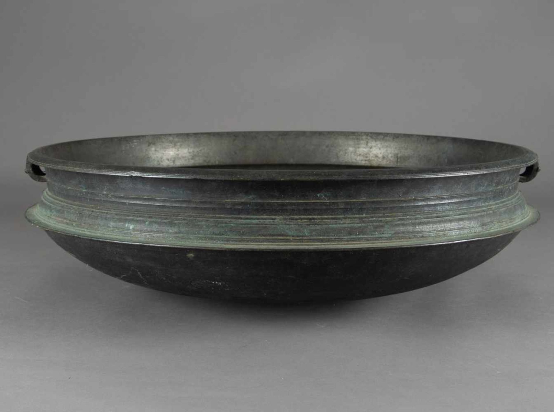 A large Indian bronze temple bowl Urli (Uruli)