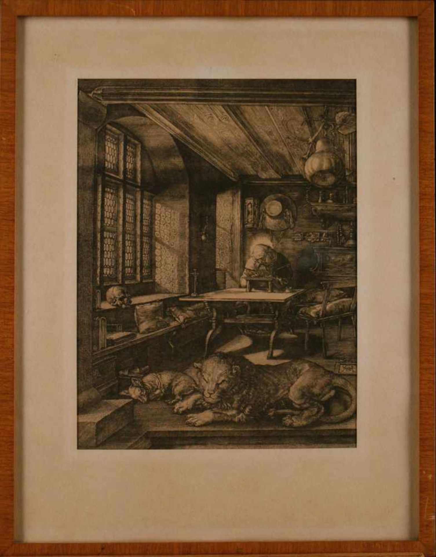 GRAFIKDruck nach Dürers 'Der heilige Hieronymus im Gehäus' Offset (nach Original-Kupferstich) auf - Bild 2 aus 2