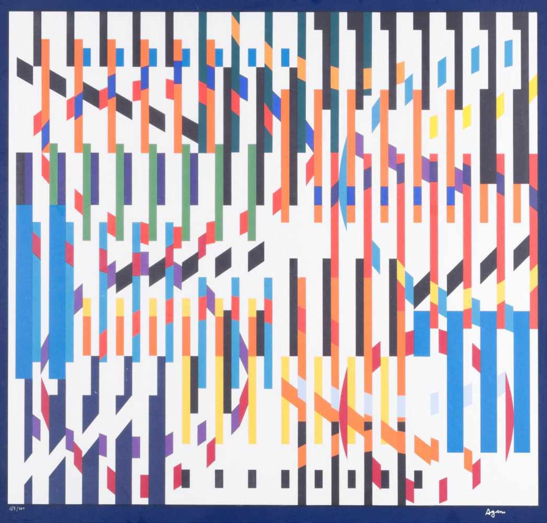 MODERNE GRAFIKKomposition mit geometrischen Formen Farbsiebdruck auf festem Papier. 70,5 x 74,5