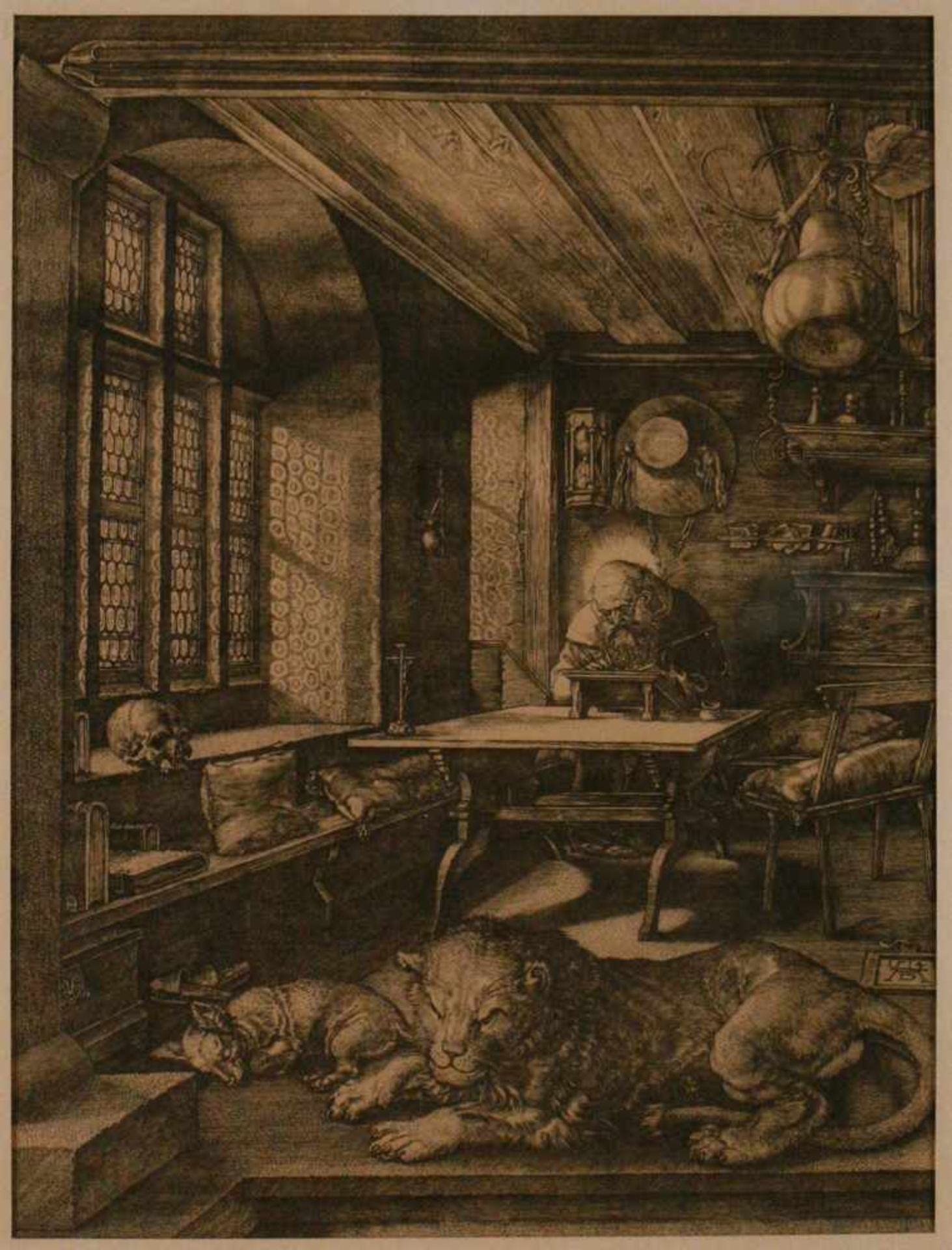 GRAFIKDruck nach Dürers 'Der heilige Hieronymus im Gehäus' Offset (nach Original-Kupferstich) auf