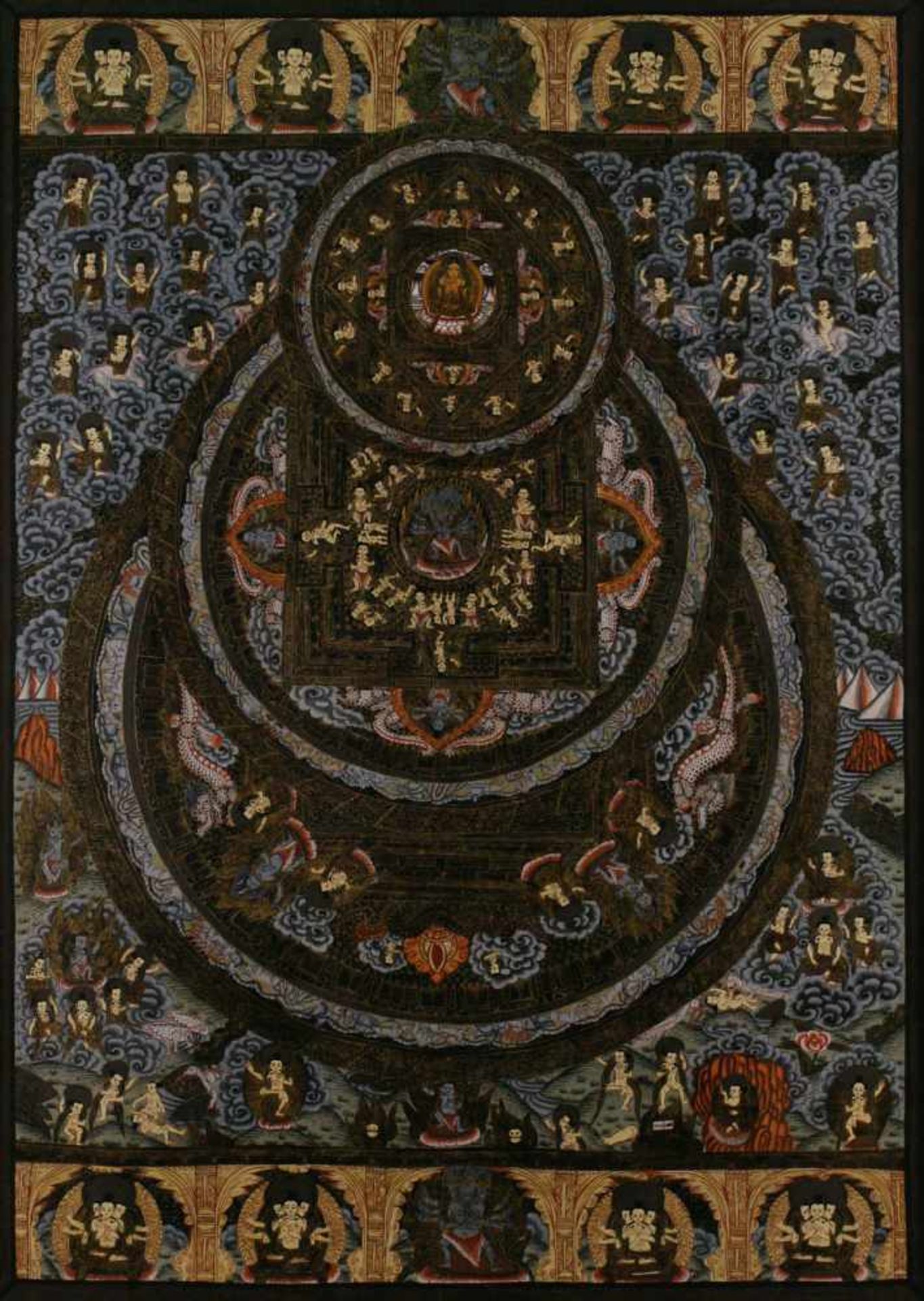 ASIATIKAKONVOLUT AUS VIER TIBETANISCHEN THANGKA-DARSTELLUNGEN Tibet/Nepal, um 1900 Jeweils - Bild 2 aus 4