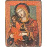 A LARGE ICON SHOWING THE MOTHER OF GOD WITH THE CHRIST CHILD