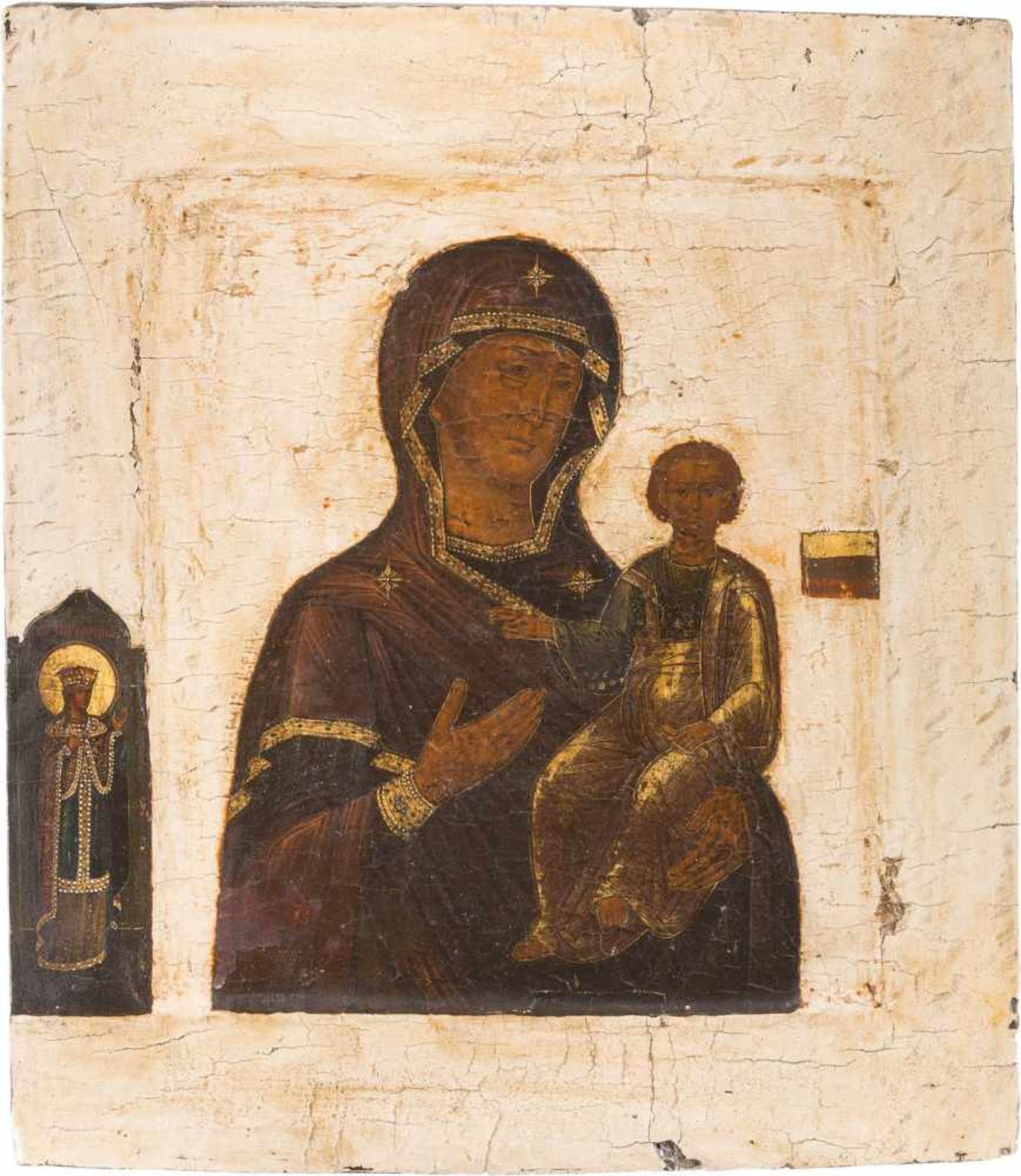 AN ICON SHOWING THE SMOLENSKAJA MOTHER OF GOD