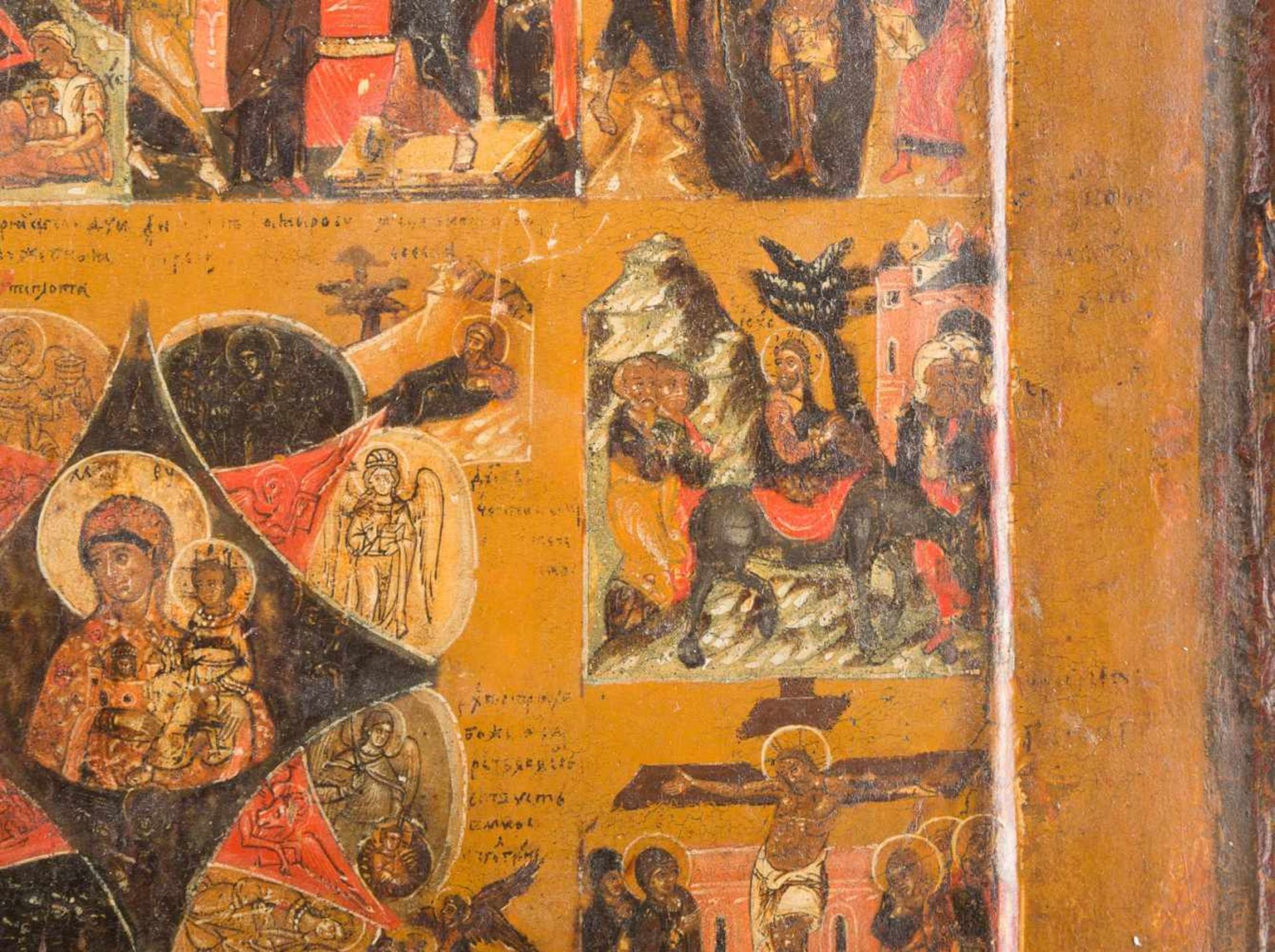 A RARE AND FINE ICON SHOWING THE MOTHER OF GOD 'OF THE BURNING BUSH' AND TWELVE MAJOR - Bild 5 aus 6