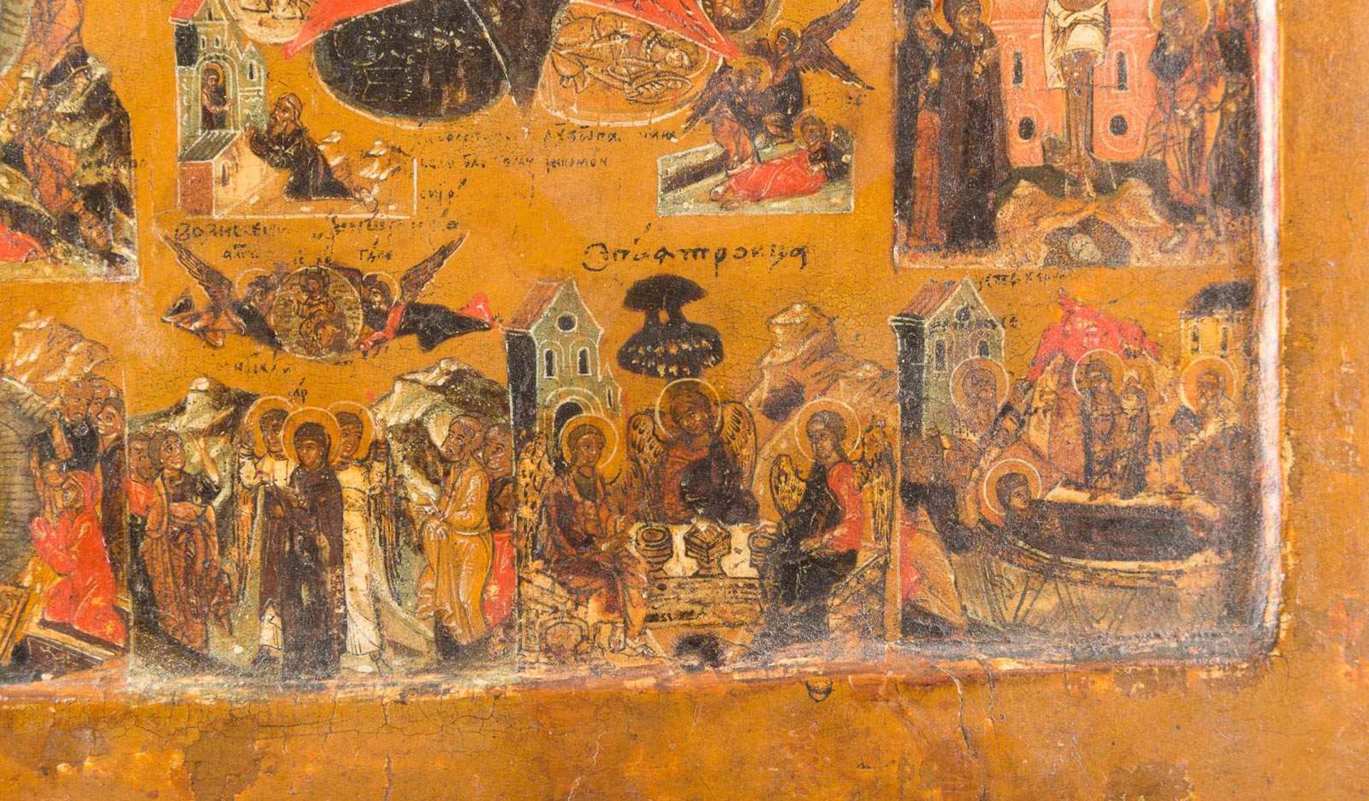 A RARE AND FINE ICON SHOWING THE MOTHER OF GOD 'OF THE BURNING BUSH' AND TWELVE MAJOR - Bild 4 aus 6
