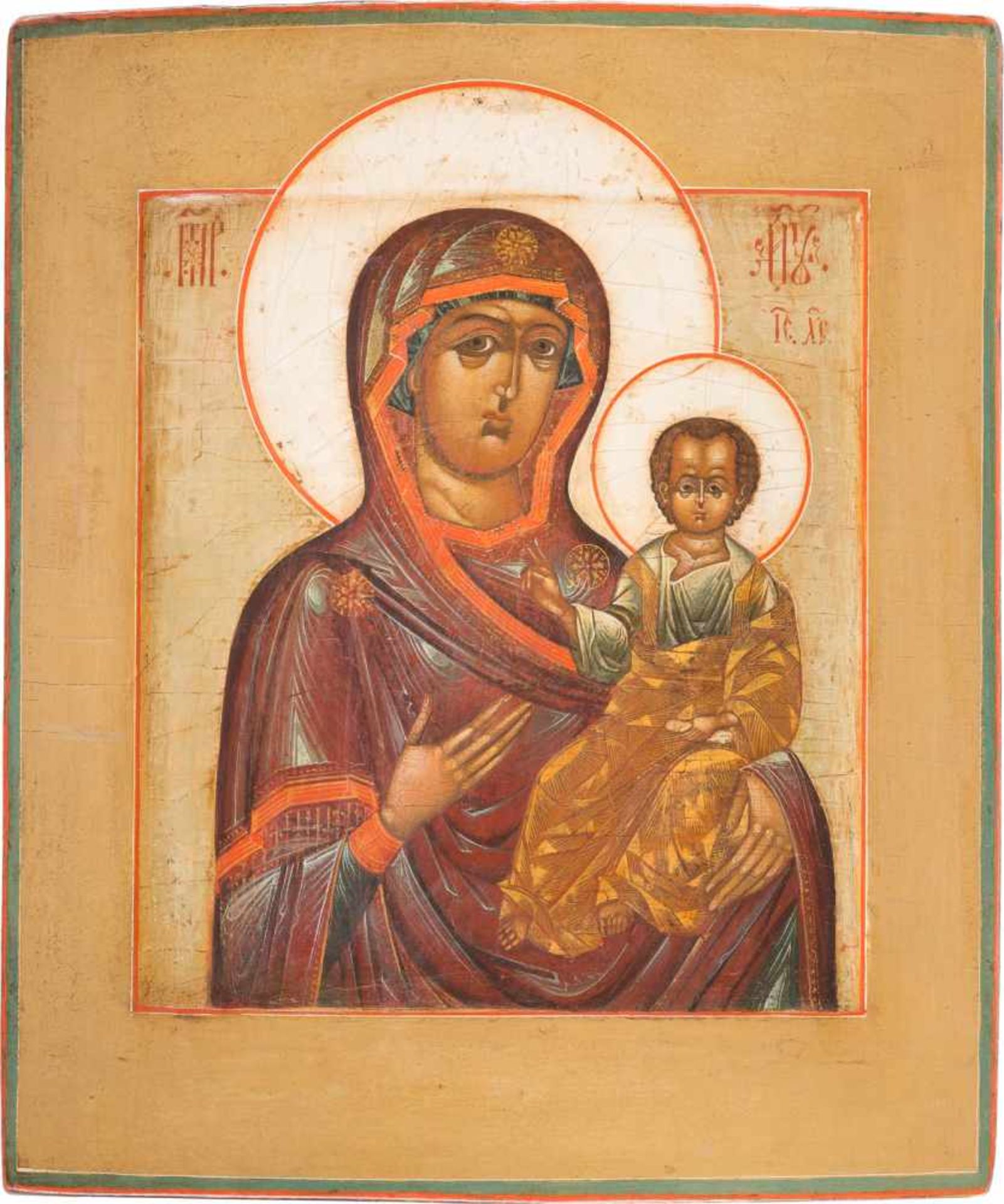 AN ICON SHOWING THE SMOLENSKAYA MOTHER OF GOD