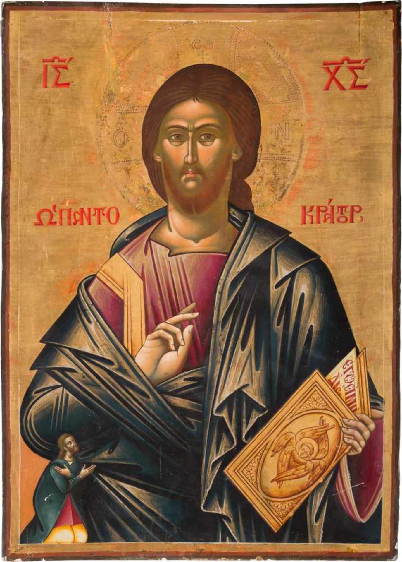 zurÃ¼ckgezogen / withdrawn---A MONUMENTAL ICON SHOWING CHRIST PANTOKRATOR FROM A CHURCH