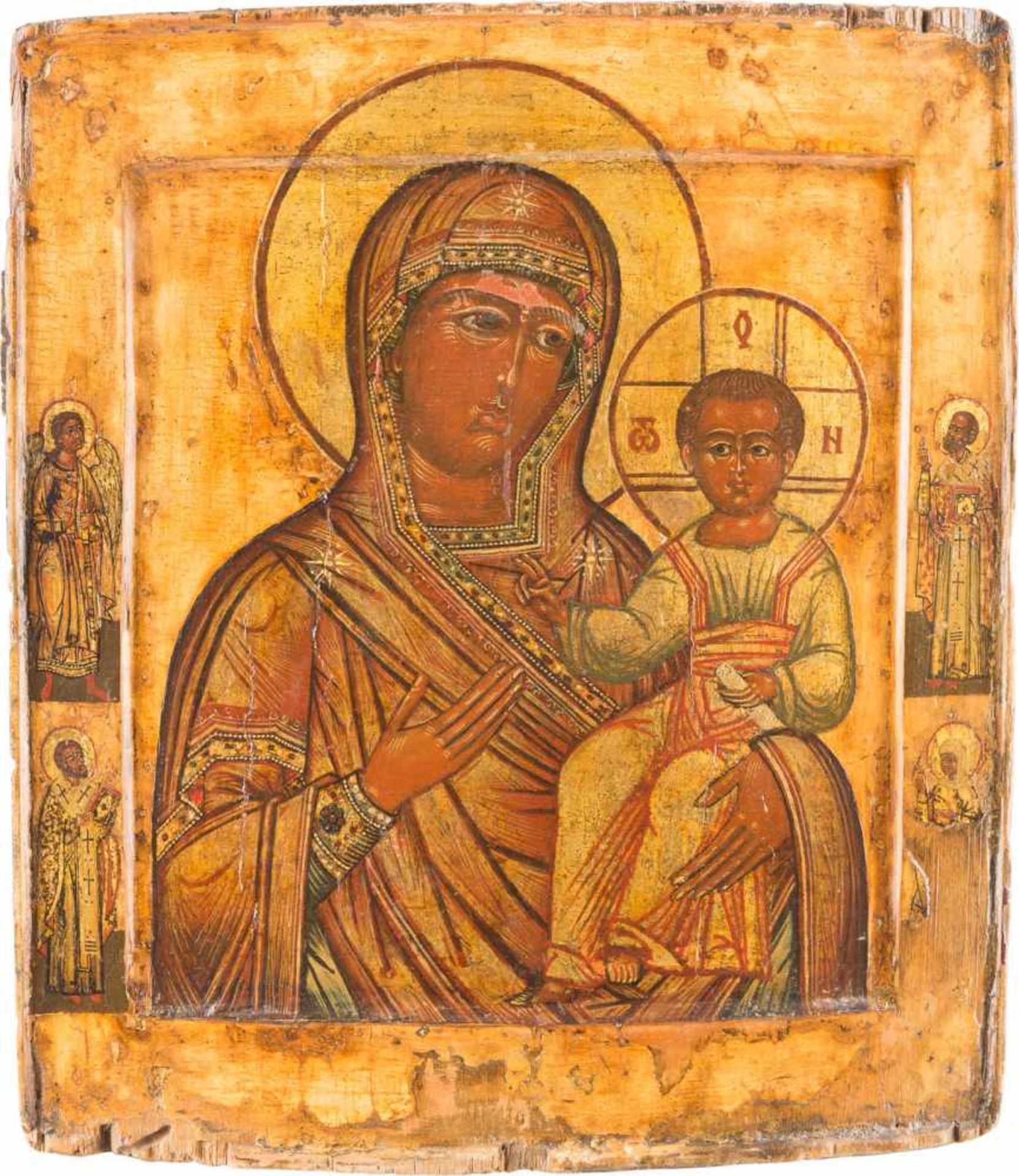 AN ICON SHOWING THE SMOLENSKAYA MOTHER OF GOD