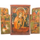 A TRIPTYCH SHOWING THE MOTHER OF GOD AND SELECTED SAINTS