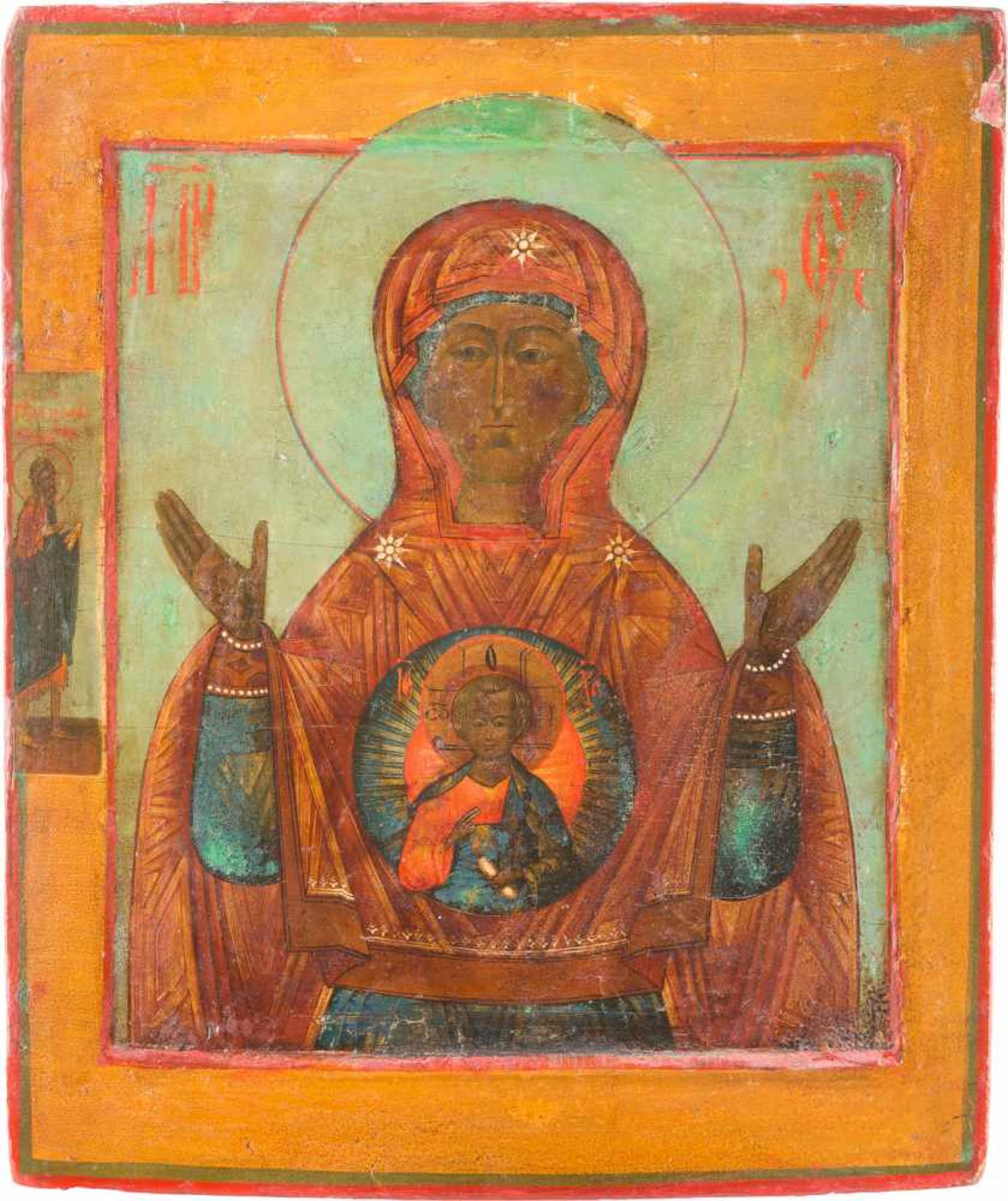 AN ICON SHOWING THE MOTHER OF GOD OF THE SIGN