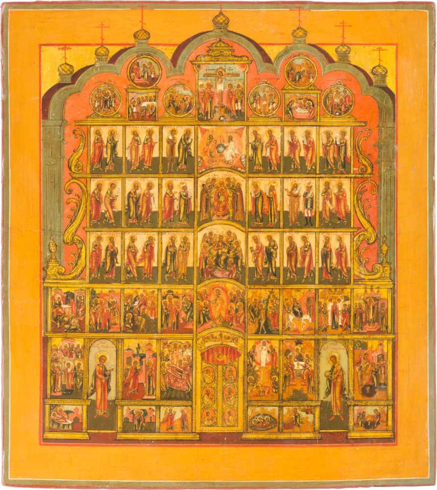 A FINE ICON SHOWING A CHURCH ICONOSTASIS