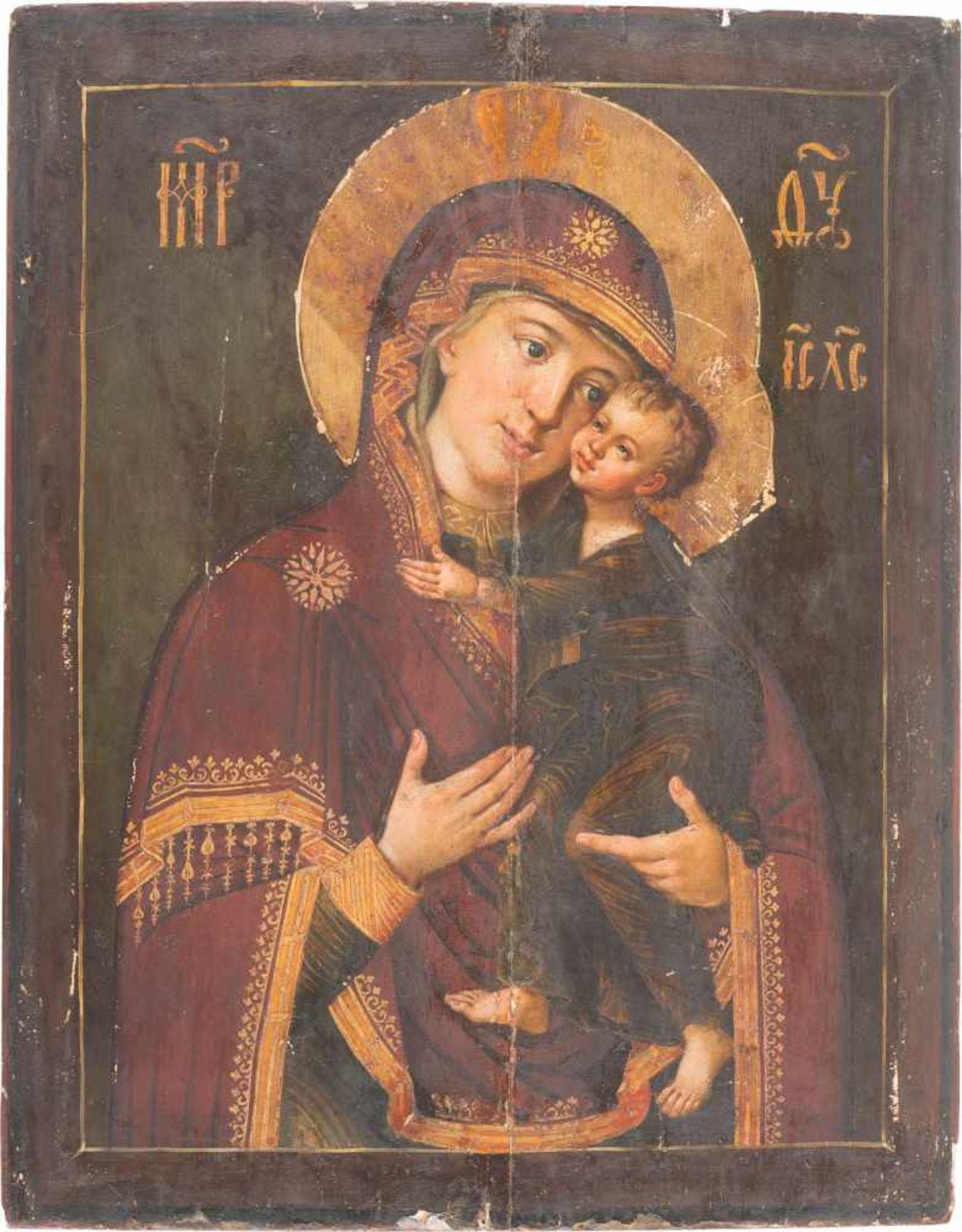 A LARGE ICON SHOWING THE TOLGSKAYA MOTHER OF GOD