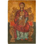 A MONUMENTAL ICON SHOWING THE ENTHRONED MOTHER OF GOD (MATERNITY)