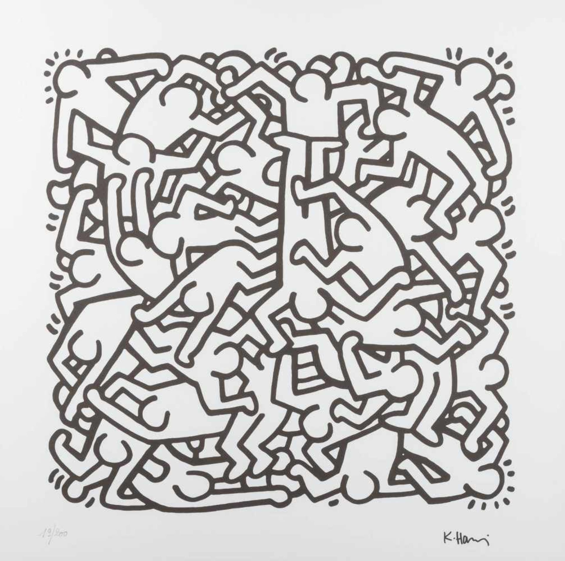 KEITH HARING (NACH)1958 Kutztown - 1990 New YorkOHNE TITEL Farboffsetlithografie auf leichtem