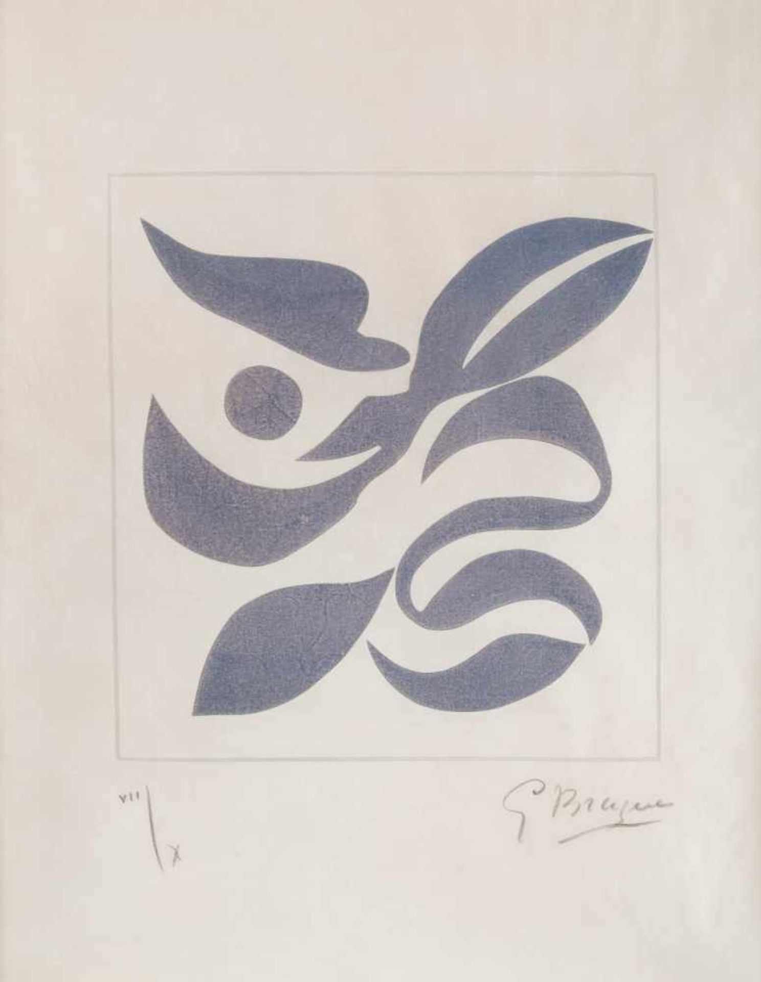 GEORGES BRAQUE1882 Argenteuil - 1963 Paris'CHOUCAS, FILET NOIR' (1962) Farbholzschnitt auf festem