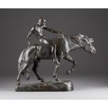 ALBERT HINRICH HUSSMANN1874 Lüdingworth - 1946 FürstenbergHerrenakt auf einem Pferd Bronze,