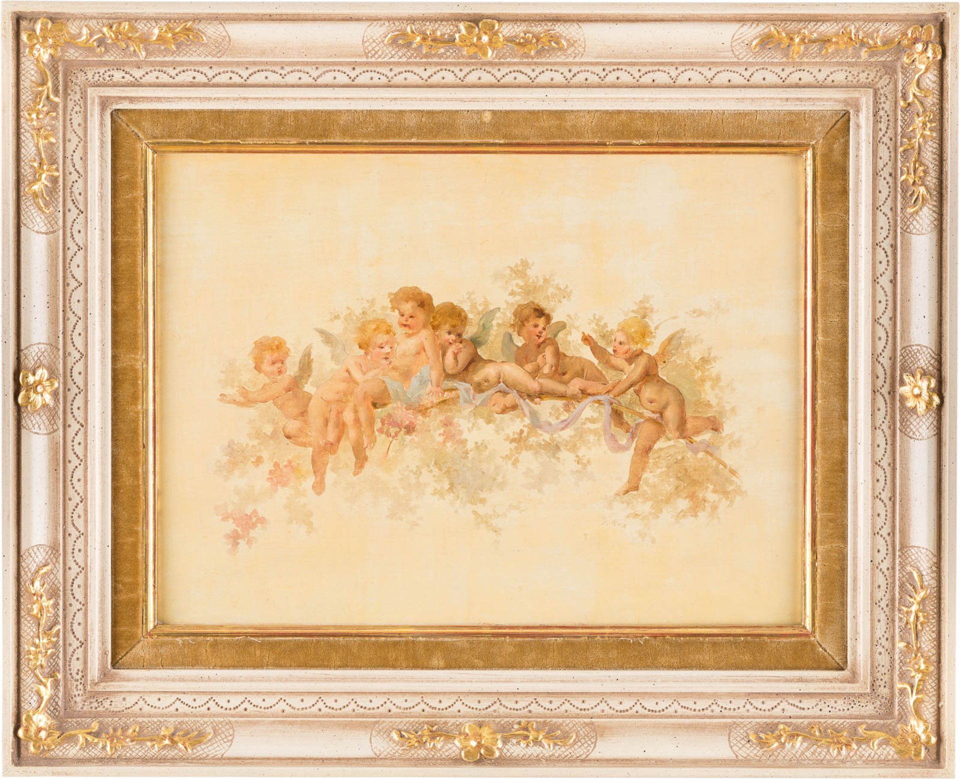 GABRIEL CORNELIUS VON MAX1840 Prag - 1915 MünchenPuttostudie Öl auf Holz. 27,5 x 38 cm (R. 42,5 x - Bild 2 aus 2