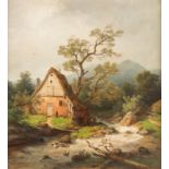 HEINRICH STEINIKE1825 Bollinghausen - 1909 DüsseldorfRomantische Mühle am Wildbach Öl auf