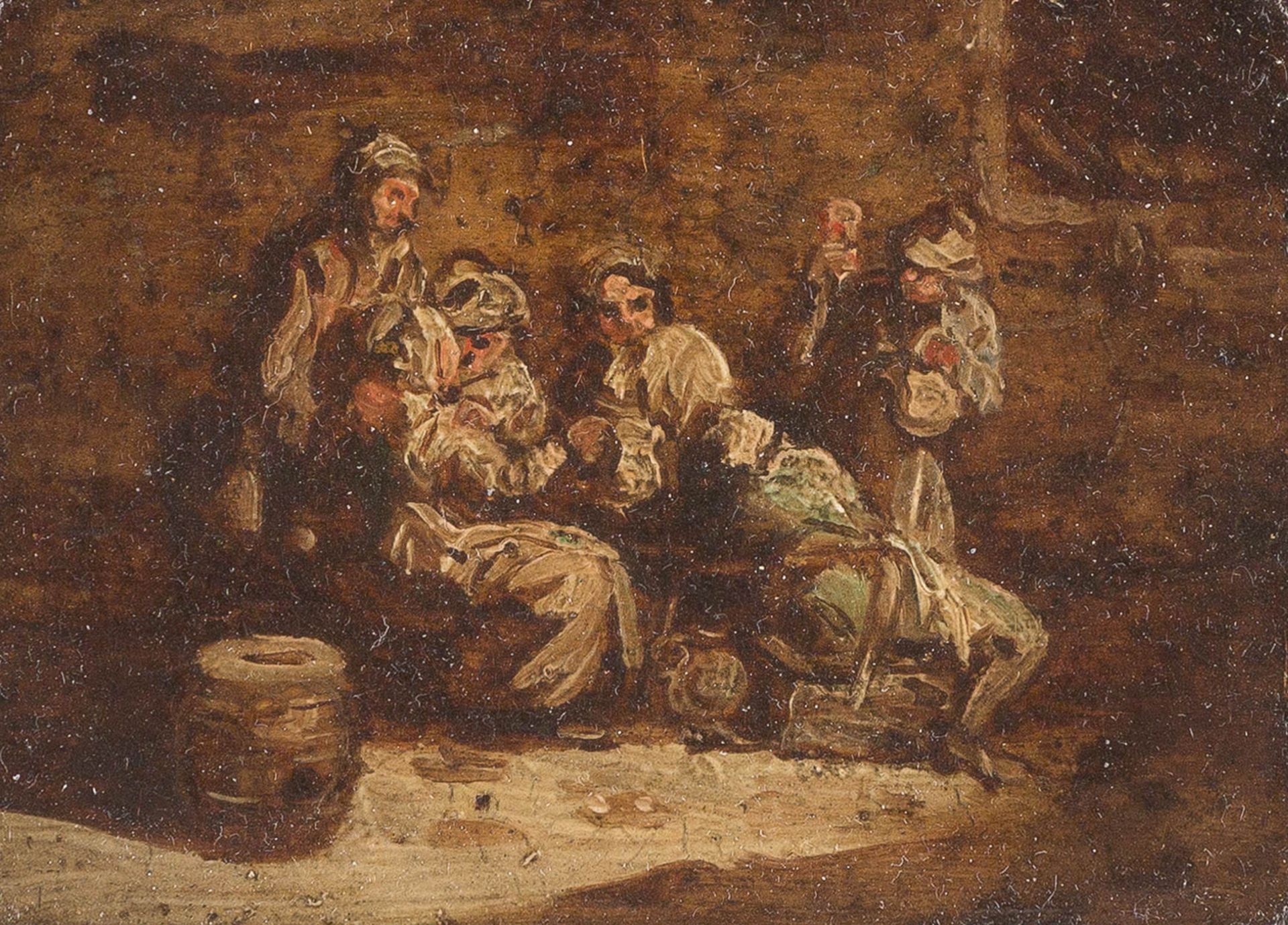 ANTOINE LE NAIN (NACHFOLGE)Um 1588 Laon - 1648 ParisBÄUERLICHES TRINKGELAGE Öl auf Kupfertafel. 8