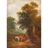 JOSEPH HORLOR1809 - 1887 (Großbritannien)Gemäldepaar. Landschaft mit Rastenden (1); Bauern am