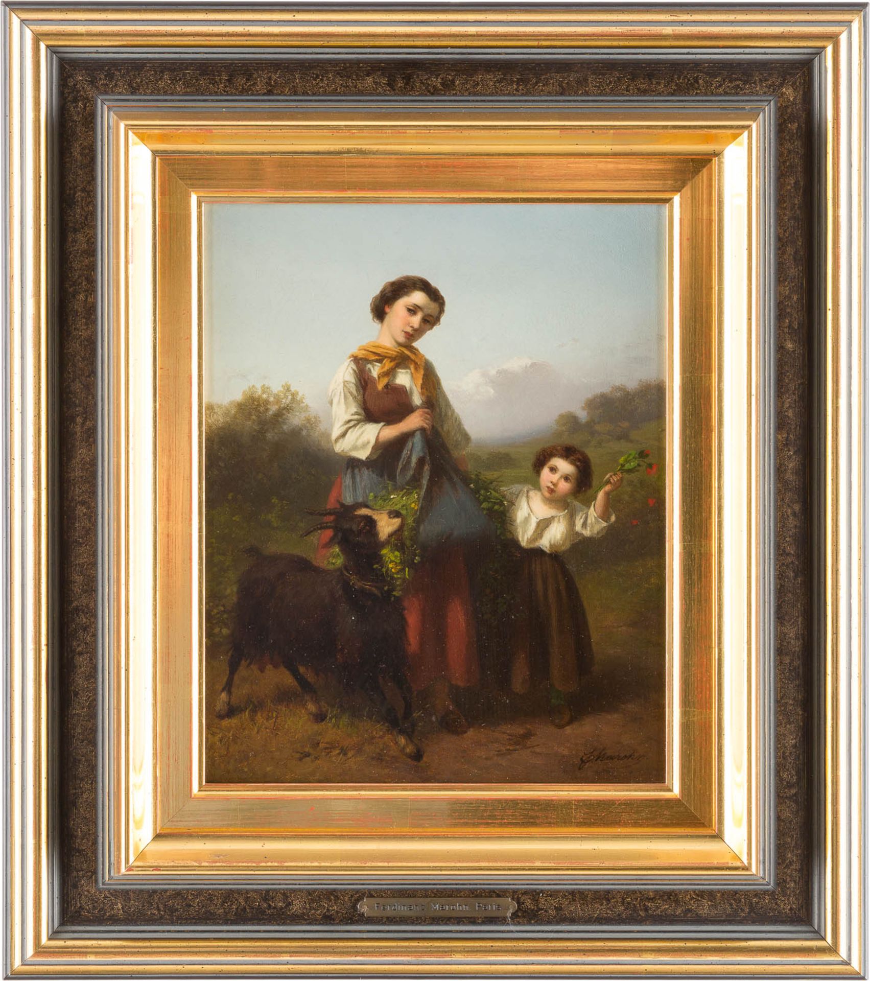 FERDINAND MAROHNTätig c.1839 - c.1865Junge Hirtin mit Kind Öl auf Leinwand (doubl.). 27,5 x 22 cm ( - Bild 2 aus 2