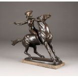 ALBERT HINRICH HUSSMANN1874 Lüdingworth - 1946 FürstenbergAthene zu Pferd Bronze, braun patiniert,