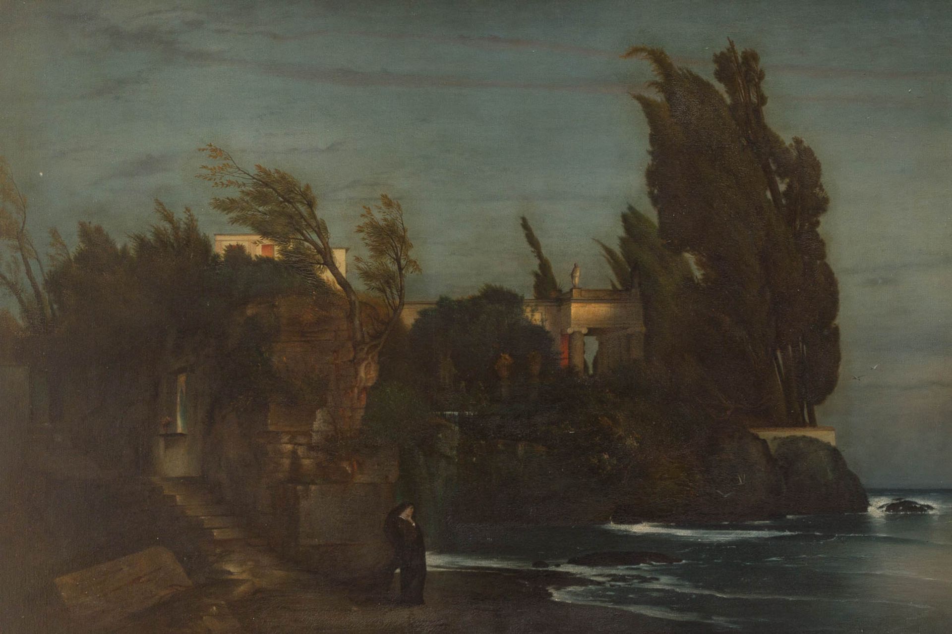 ARNOLD BÖCKLIN (ATTR.)1827 Basel - 1901 FiesoleVilla am Meer Öl auf Leinwand auf Platte. 106 x 151