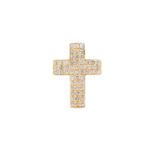 KREUZ-ANHÄNGER MIT DIAMANTBESATZ Gelbgold. 2 x 1,4 cm, Ges.-Gew. ca. 3,7 g. Gest. 750. 54