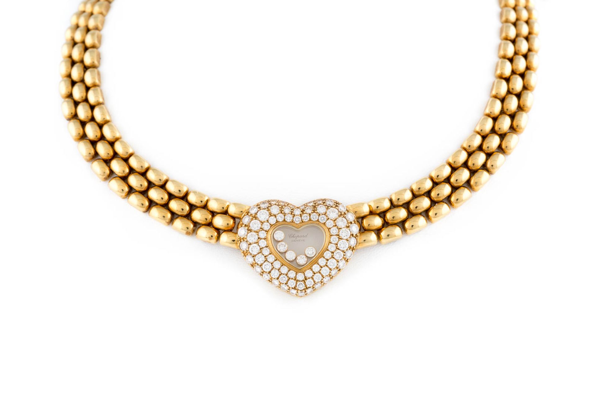 COLLIER 'CHOPARD - HAPPY DIAMONDS' Gelbgold. L. 39 cm, Ges.-Gew. ca. 114,9 g. Gest. 18 K,