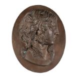 DEUTSCHER BILDPLASTIKERTätig Anfang 20. Jh.Grosses Relief mit antikisierendem Kopf Bronze, braun