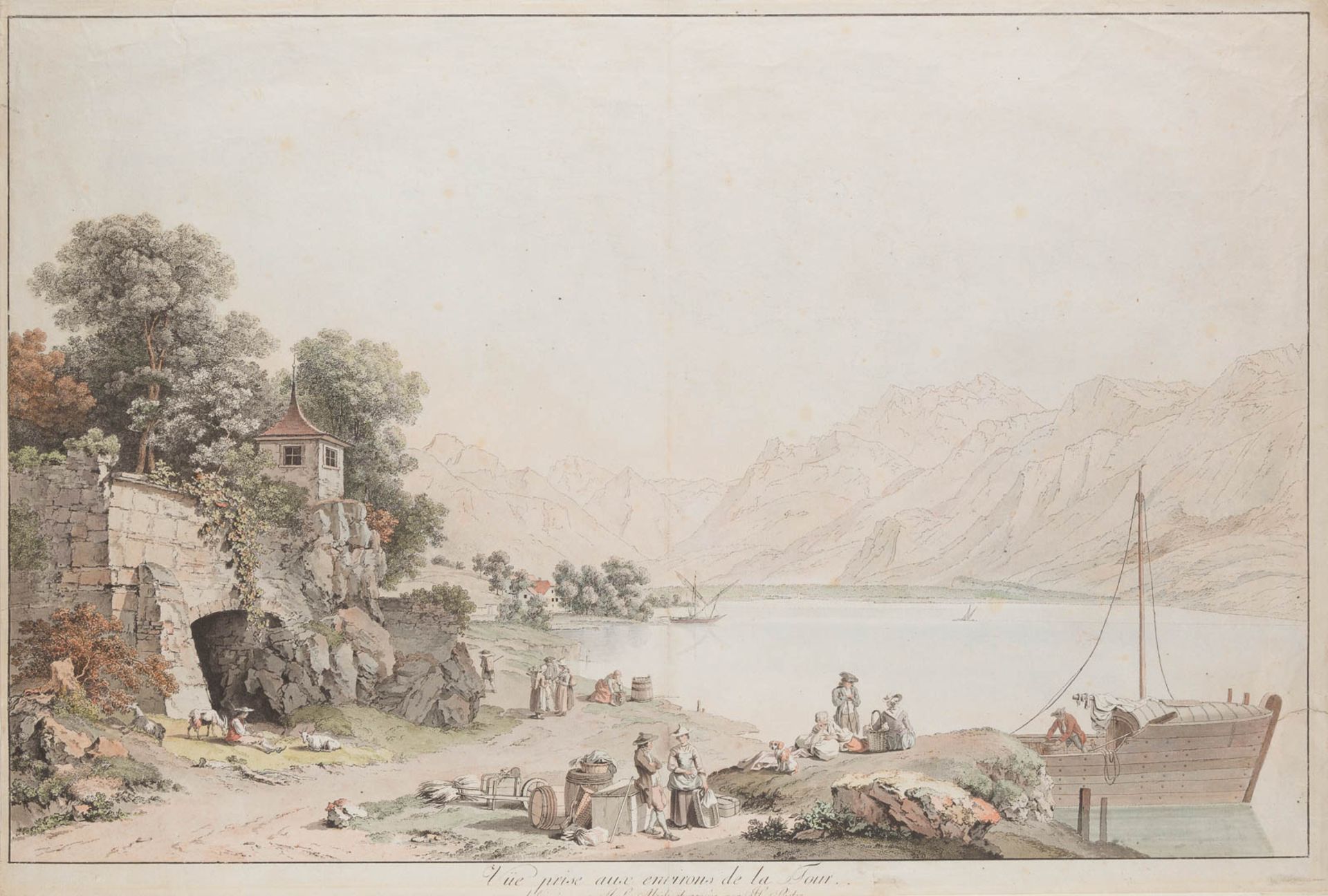 HEINRICH RIETER1751 Winterthur - 1818 Bern'VUE PRISE AUX ENVIRONS DE LA TOUR' (NACH JOHANN LUDWIG
