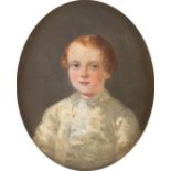 DEUTSCH1. H. 19. Jh.Bildnis eines Jungen Öl auf Platte. 14 x 12 cm (R. 28,5 x 26 cm). Min.