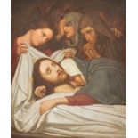 NAZARENER SCHULE1. H. 19. Jh.Beweinung Christi Öl auf Leinwand (doubl.). 32 x 26,5 cm (R. 41,5 x