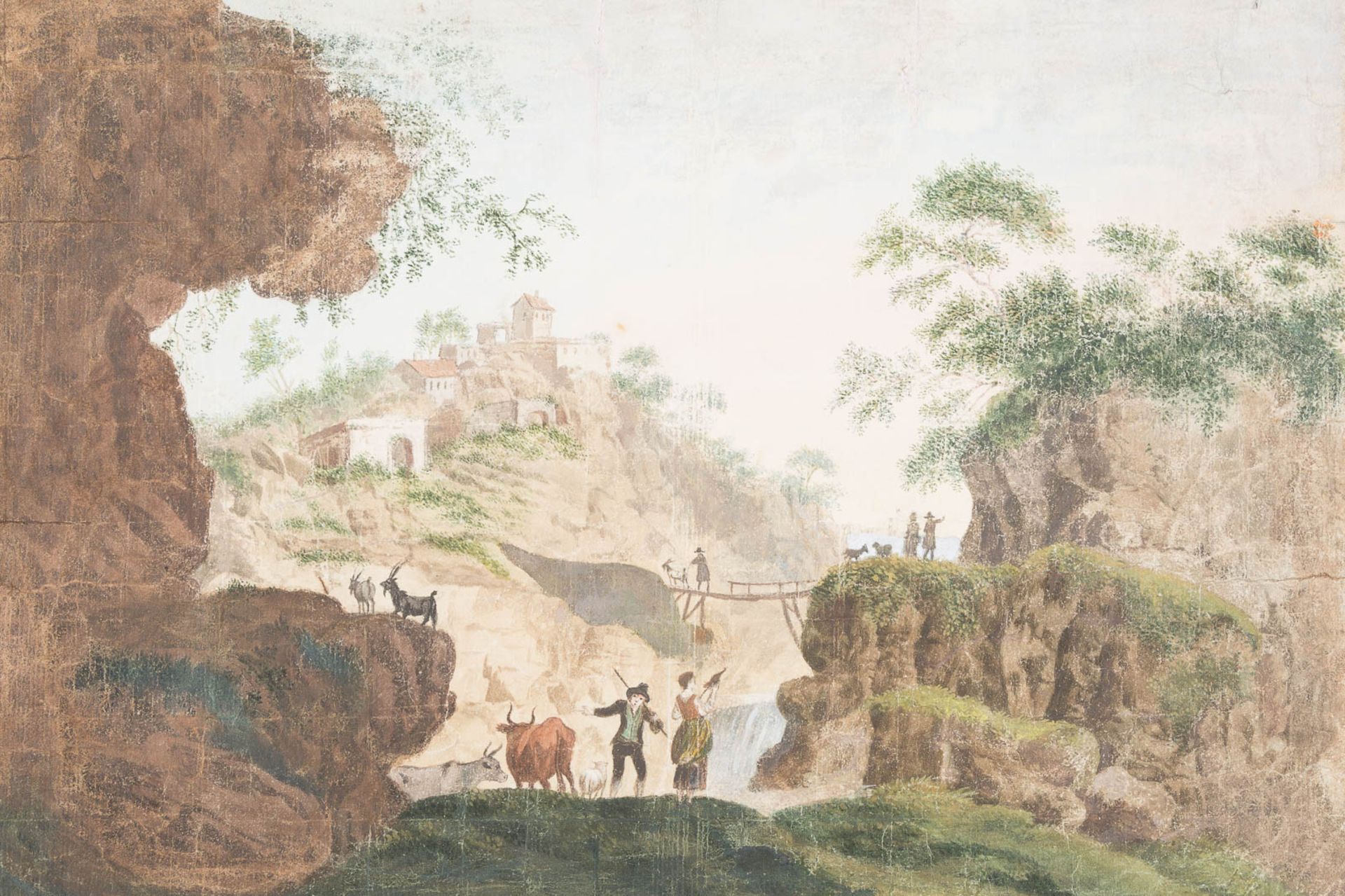 ITALIENISCHER LANDSCHAFTSMALERTätig Ende des 18. Jh.LANDSCHAFT MIT FIGURENSTAFFAGE Aquarell und