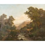 HEINRICH EDUARD HEYN1856 - 1932Romantische Landschaft mit Burg und Wildbach Öl auf Leinwand. 76 x