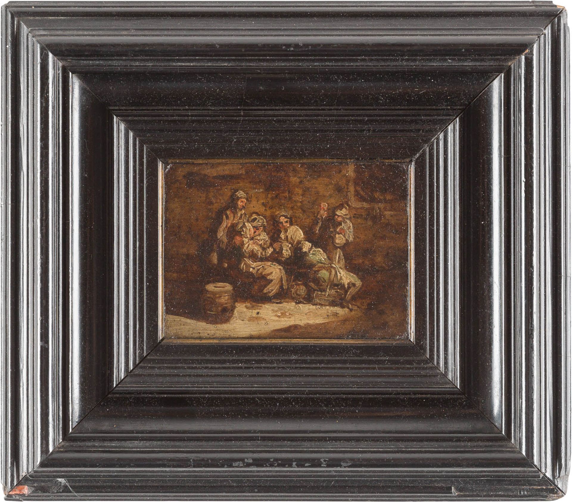 ANTOINE LE NAIN (NACHFOLGE)Um 1588 Laon - 1648 ParisBÄUERLICHES TRINKGELAGE Öl auf Kupfertafel. 8 - Bild 2 aus 3