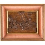 RELIEF MIT GALANTER SZENE Frankreich o. Flandern, um 1700 Holz, reliefplastisch geschnitzt, dunkel