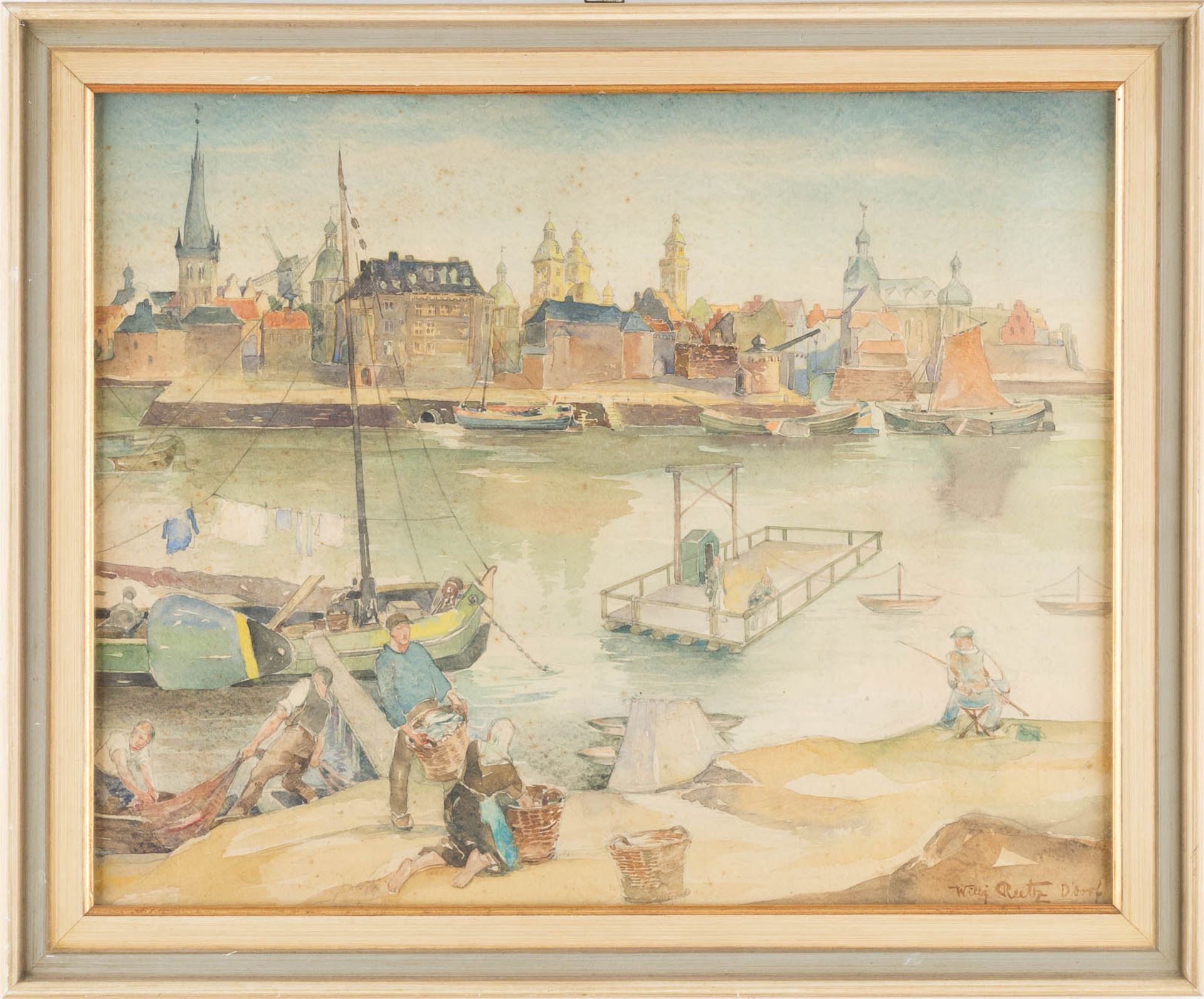 WILLY REETZ1892 Düsseldorf - 1963 ebendaFISCHER AM RHEINUFER Aquarell über Bleistift auf Papier. - Bild 2 aus 2