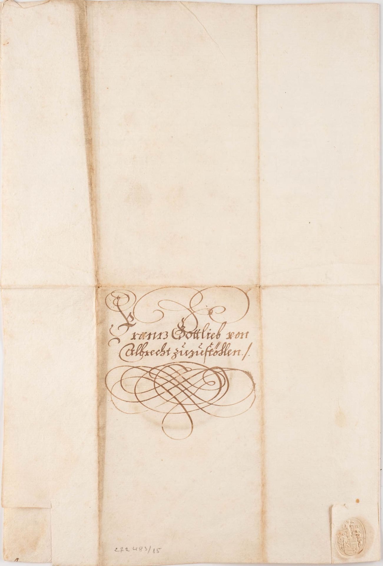 AUTOGRAPH IM NAMEN KAISER LEOPOLD I. Dat. 8. Januar 1678 Tinte auf Papier; mehrfach gefaltet; mit - Image 3 of 3