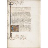 EINZELSEITE MIT ORNAMENTINITIALE Frankreich, 16. Jh. Schrift in Braun und Rot sowie polychrome und