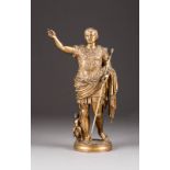 ITALIENISCHER BILDPLASTIKERTätig im 19. Jh.Kaiser Augustus (nach antikem Original) Bronze,