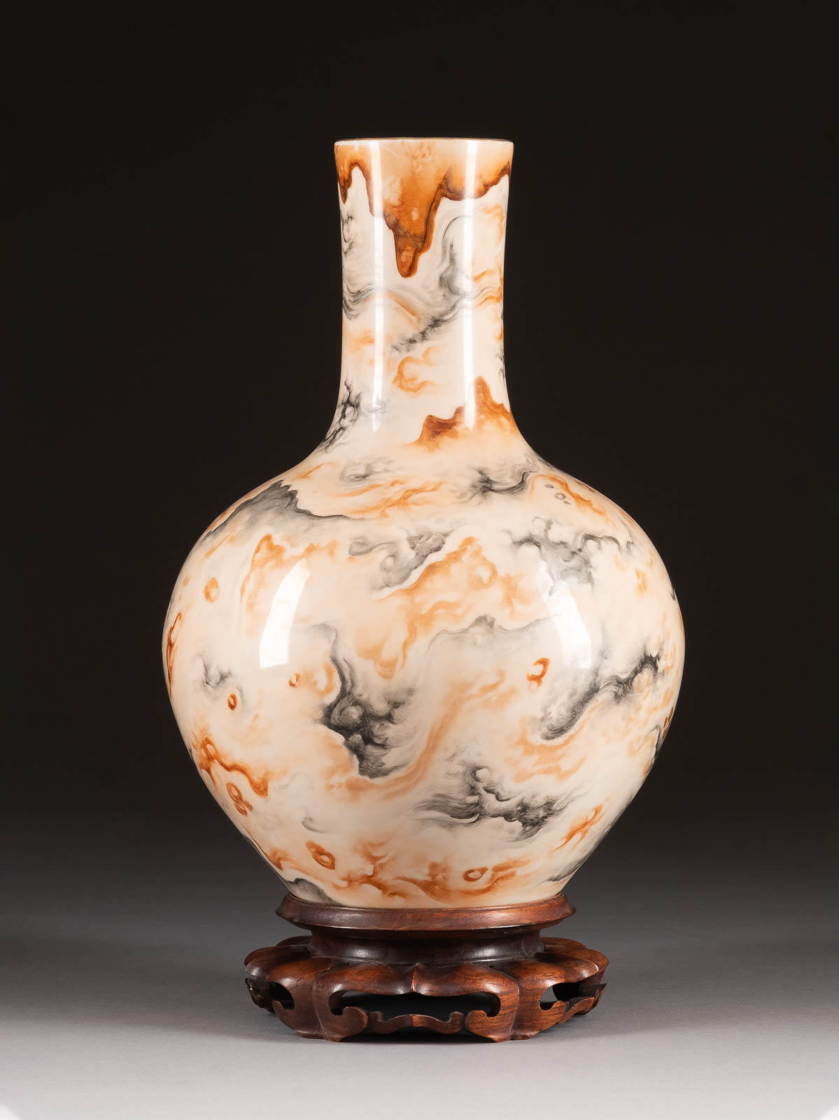 TIANQIU-VASE MIT MARMORIERTEM MUSTER