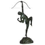 Pierre le Faguays (1870 ~ 1938) Large French Art Deco bronze of the huntress Diana with bow